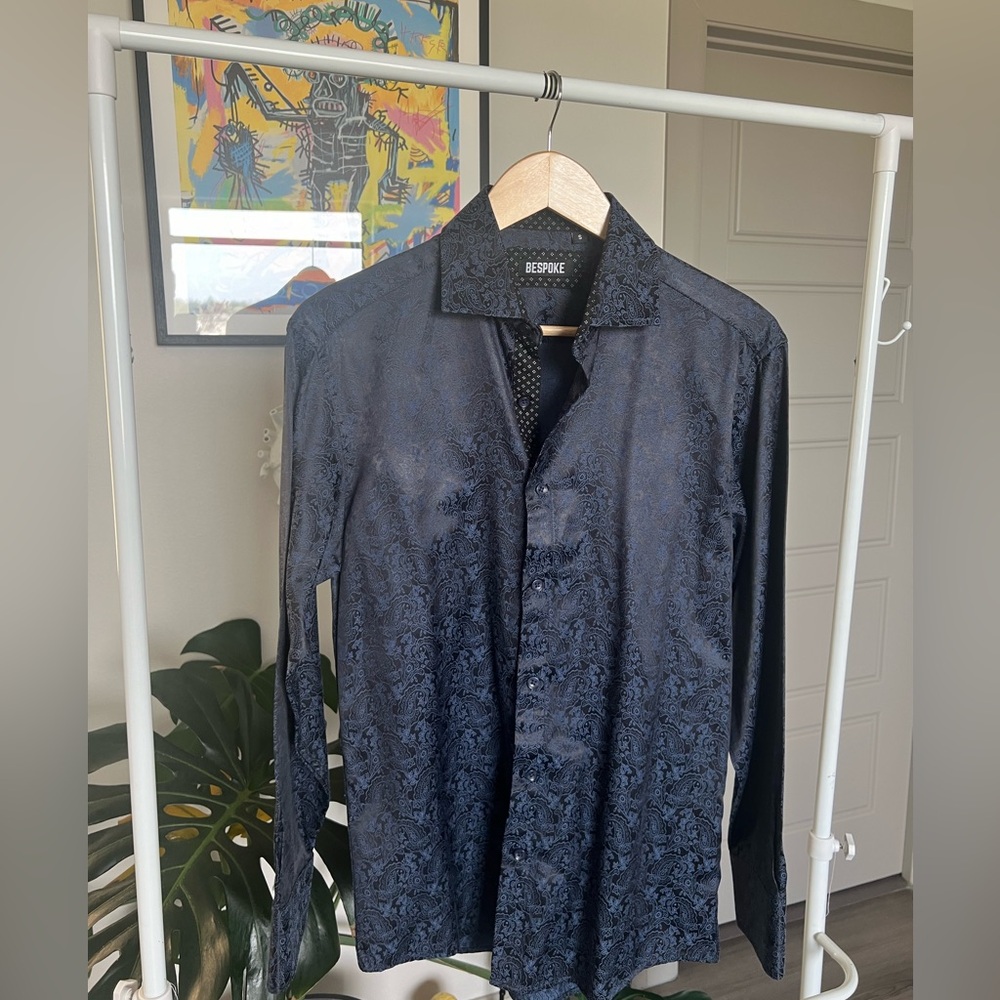 Bespoke navy long sleeve parsley shirt size S